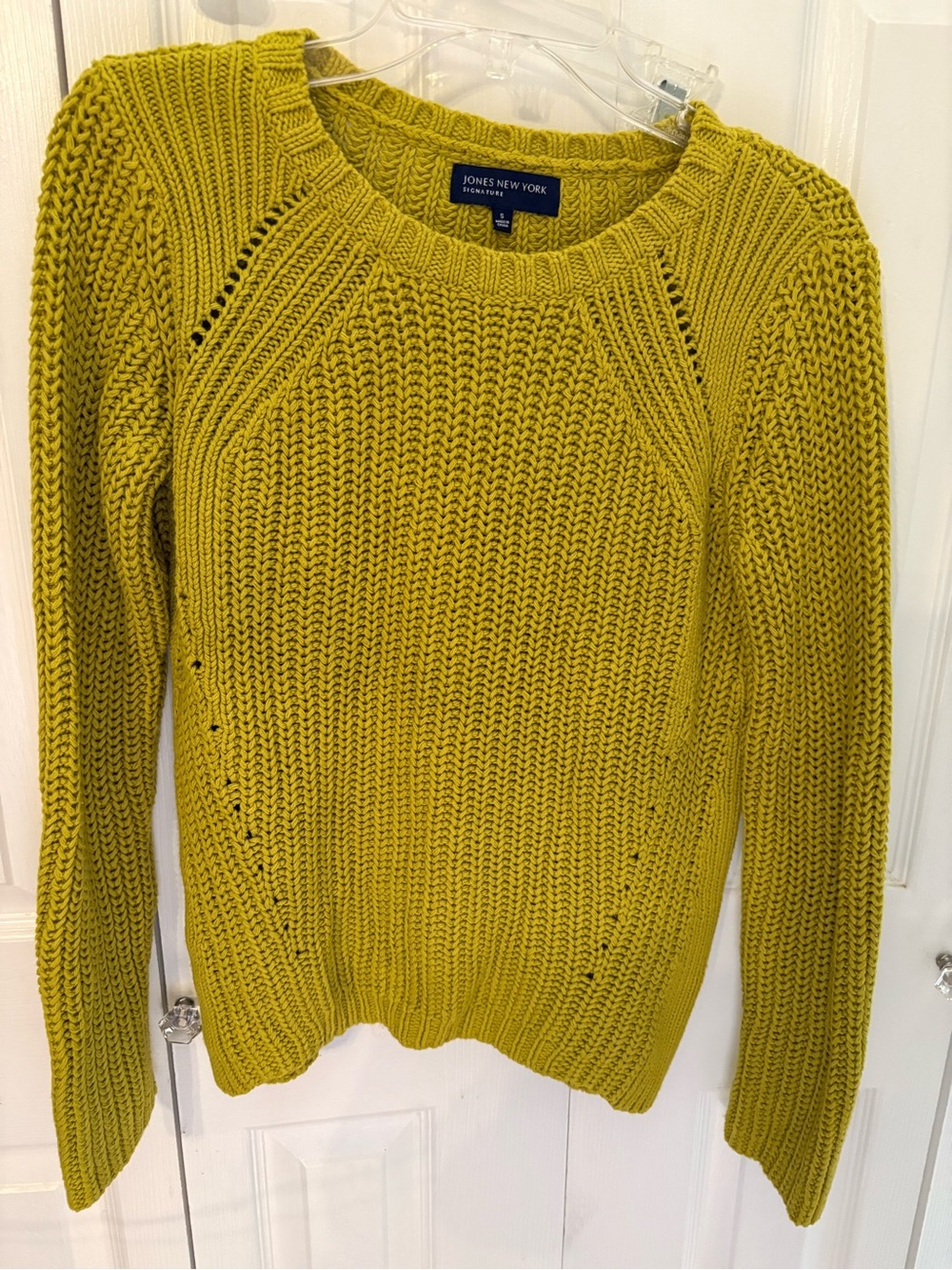 Jones New York Olive-Green Knit Crewneck Sweater
